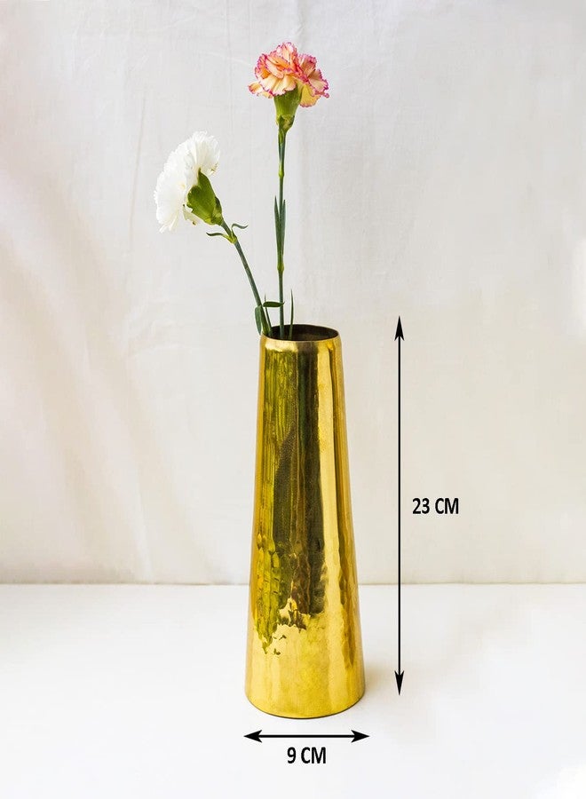Interior Handicraft Brass Flower Vase Hammered Bottom Flask for Vintage Antique Home Decor (Small) - Image 5